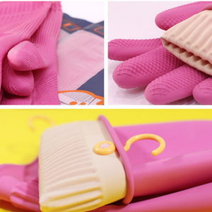 Перчатки хозяйственные повышенной прочности с крючком для подвешивания Catchmop, латексные, розовые