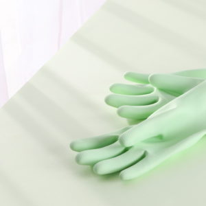 Перчатки ультрапрочные повышенной комфортности с хлопковым напылением с Алоэ Catchmop, латексные, зеленые, М